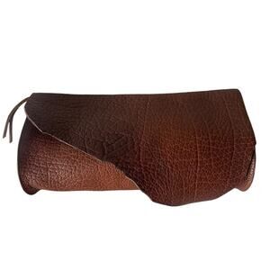 Stash Brown Shrunken bison baguette clutch NWT